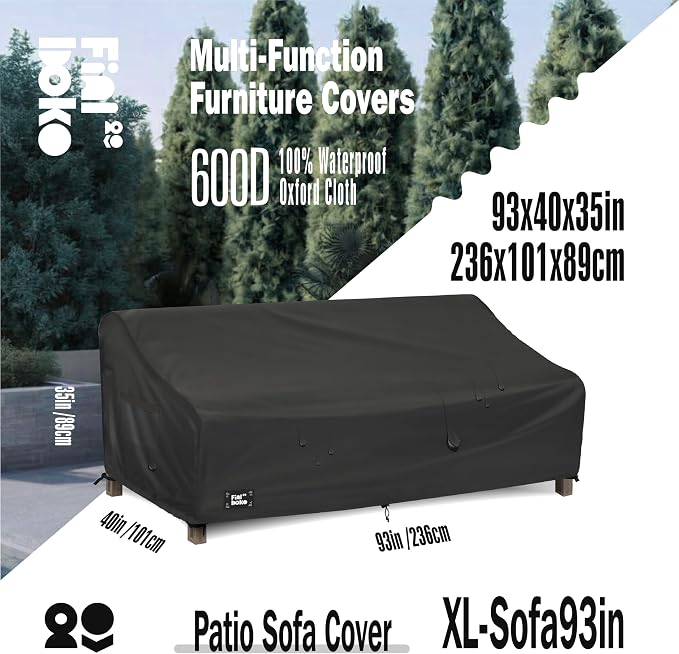 3-Seater Outdoor Couch Cover, 93Wx40Dx35H Inches Patio Furniture Covers - Image 2