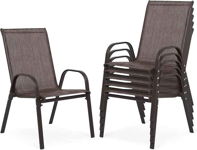 Outdoor Stackable Chairs Set of 6, Stacking Patio Chairs
