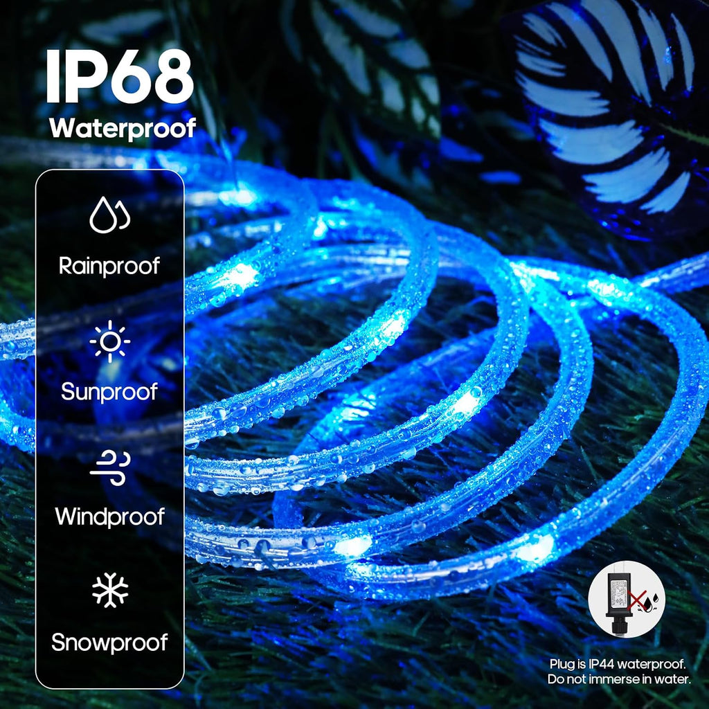Rope Lights for Outside, 40FT 120LED Color Changing Not Connectable 5mm | 24 Colors RGB, with Plug & Remote, , Waterproof, Timer, for Christmas Halloween Party Camping DIY Tree Trampoline Decoration