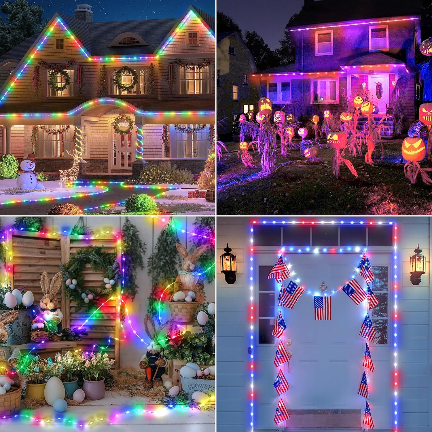 OMIKA 66FT Ultra-Thin LED Rope Lights for Outside, 24 RGB Colors +Warm White String Lights, 200 LED Permanent Outdoor Christmas Lights Waterproof Fairy Lights Plug in for Indoor Bedroom House Decor