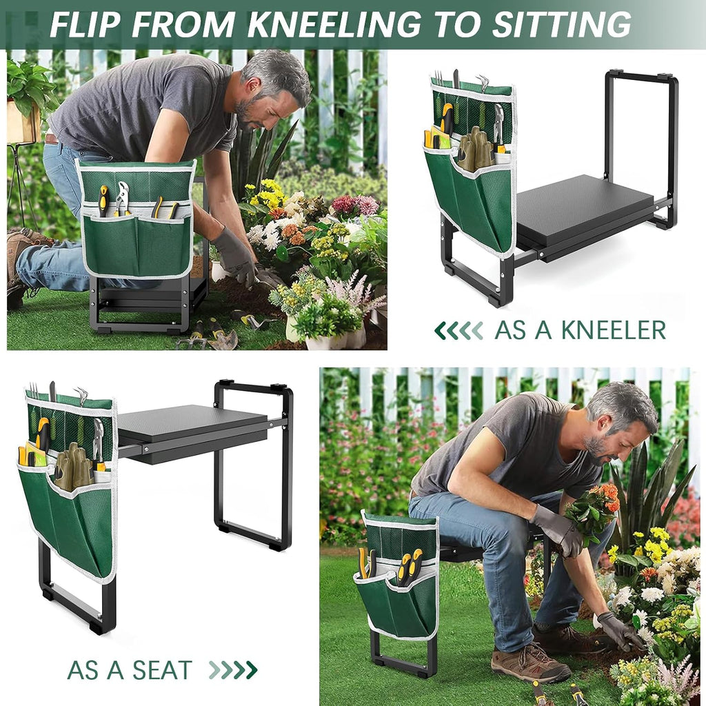 Garden Kneeler and Seat, 10.2" Wider Heavy Duty Thick for Kneeling and Seat | Multifunctional Kneeler Bench, Gardening Gifts for Women, Seniors Grandparents, Black