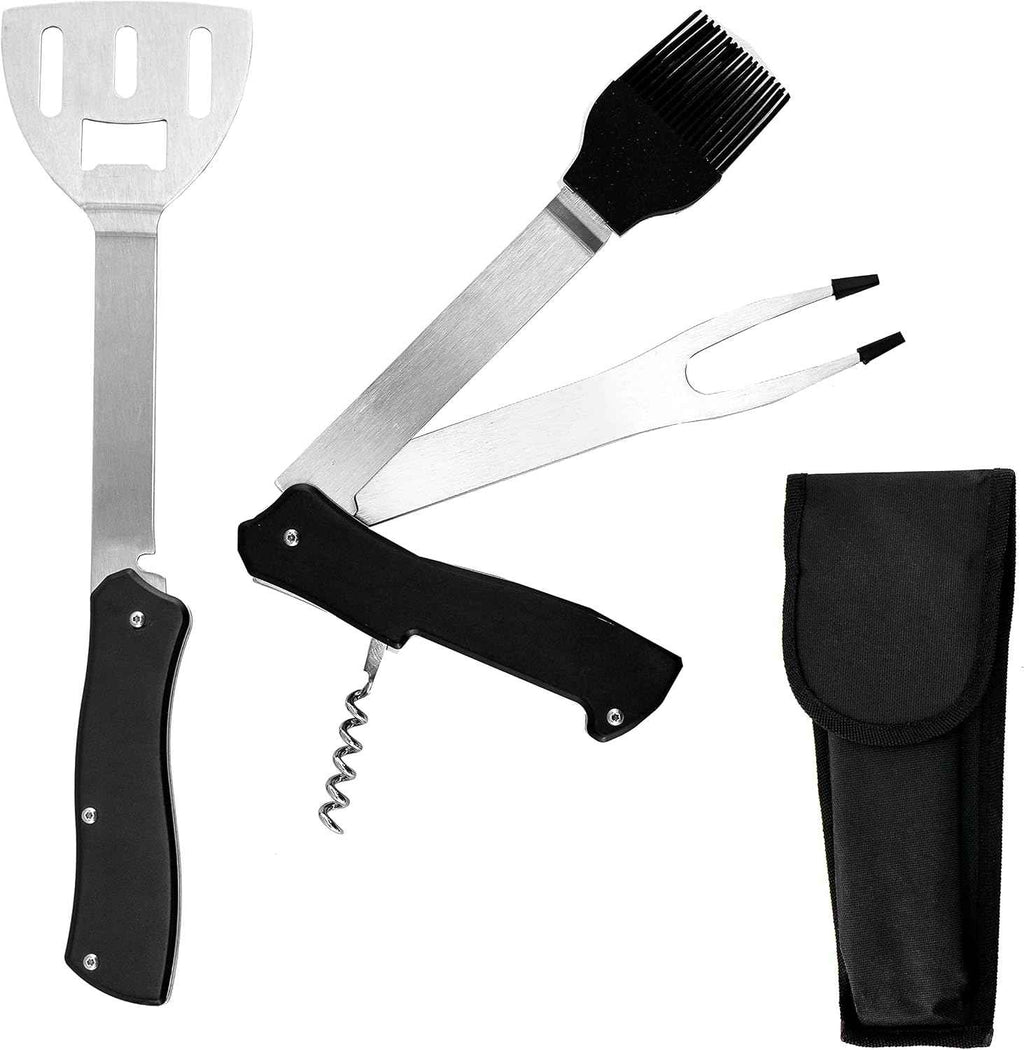 Iconikal 4-in-1 Folding Camping Grilling Tool Turner Spatula Grill Brush