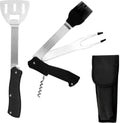 Iconikal 4-in-1 Folding Camping Grilling Tool Turner Spatula Grill Brush