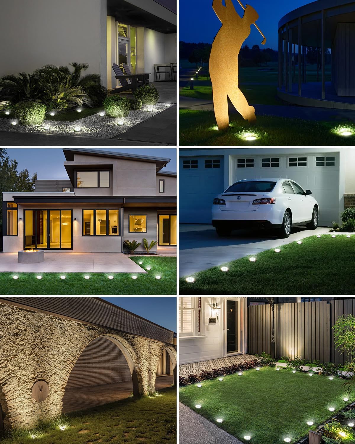 btfarm 16 Pack Solar Lights Outdoor Waterproof, 8 LED Solar Ground Lights | Stainless Steel, Easy-to-Install Flat Solar Disc Lights, Pathway Lights for Garden Lawn Patio Yard Path Landscape, Cool White
