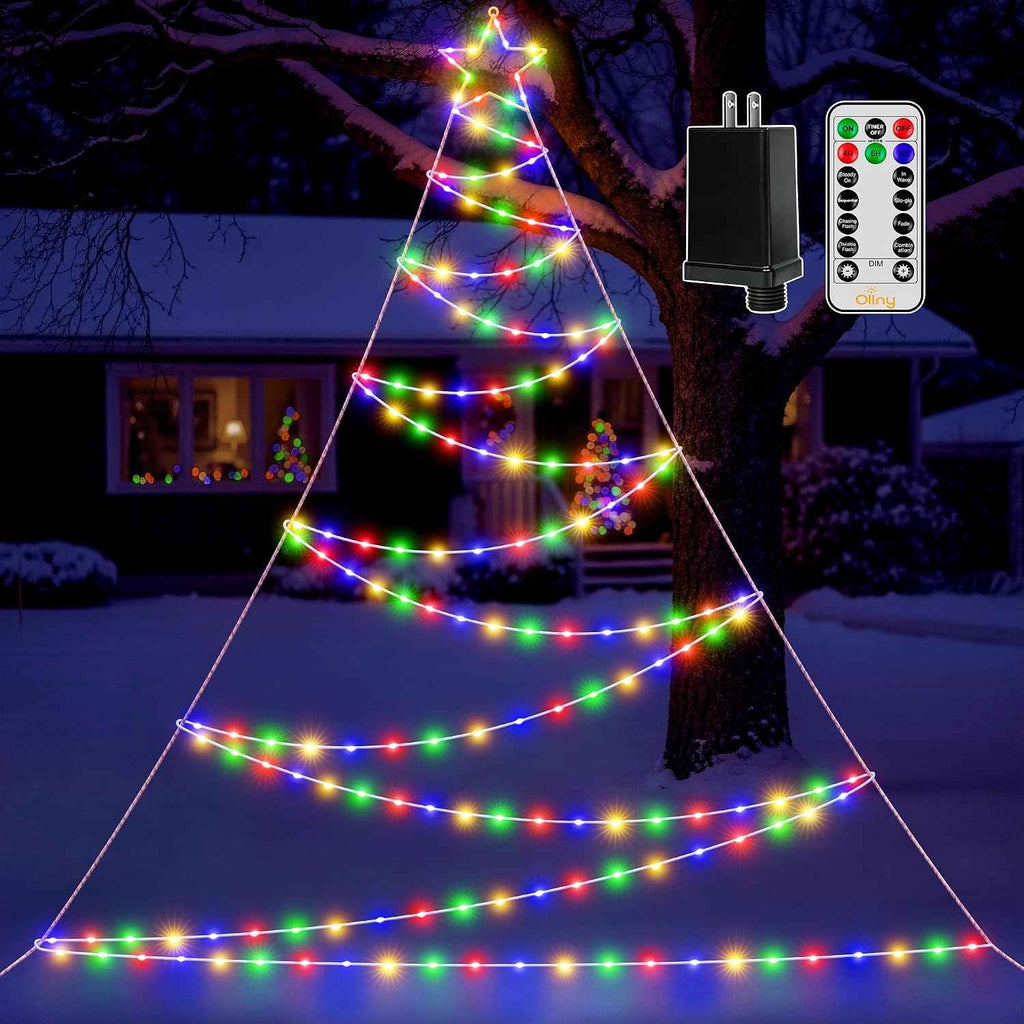 Ollny Outdoor Lighted Christmas Decorations 13FT Tall, IP67 Waterproof Outdoor Christmas Lights with 3 Timers and 8 Lighting Modes, Xmas Decor Light for House Yard Window Wall Lights (Multicolored)
