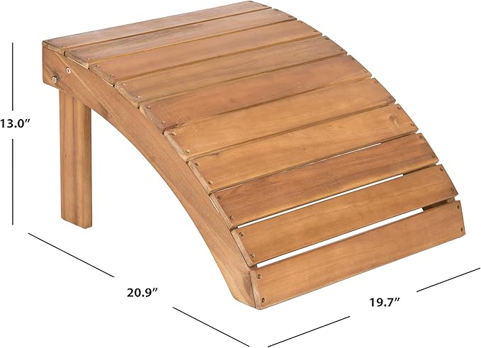 Safavieh Patio Collection Hampton Adirondack Acacia Wood Ottoman - Image 2