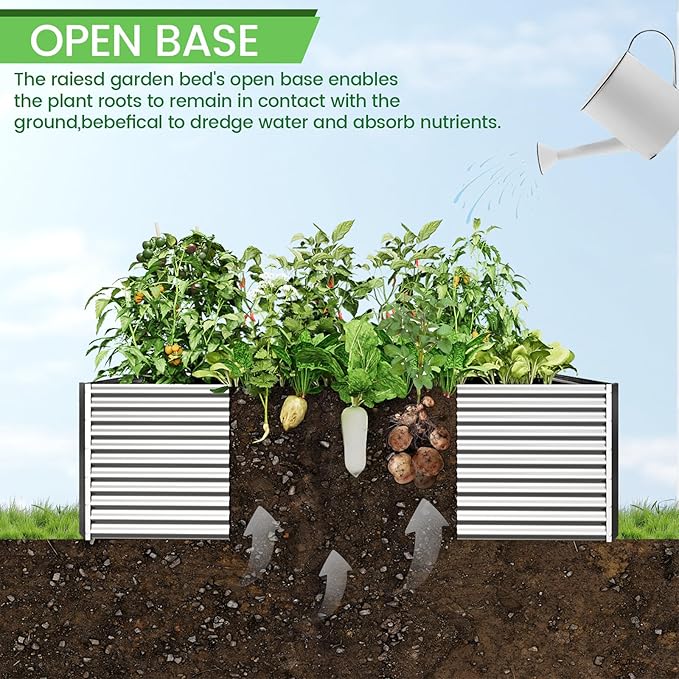 FRIZIONE 2pcs Tall 8x3x1.5ft Galvanized Raised Garden Bed Outdoor, Steel Garden - Image 6