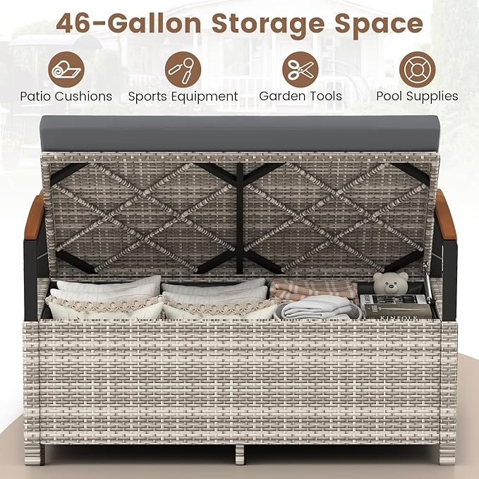 Tangkula 46 Gallon Outdoor Bench - Image 3