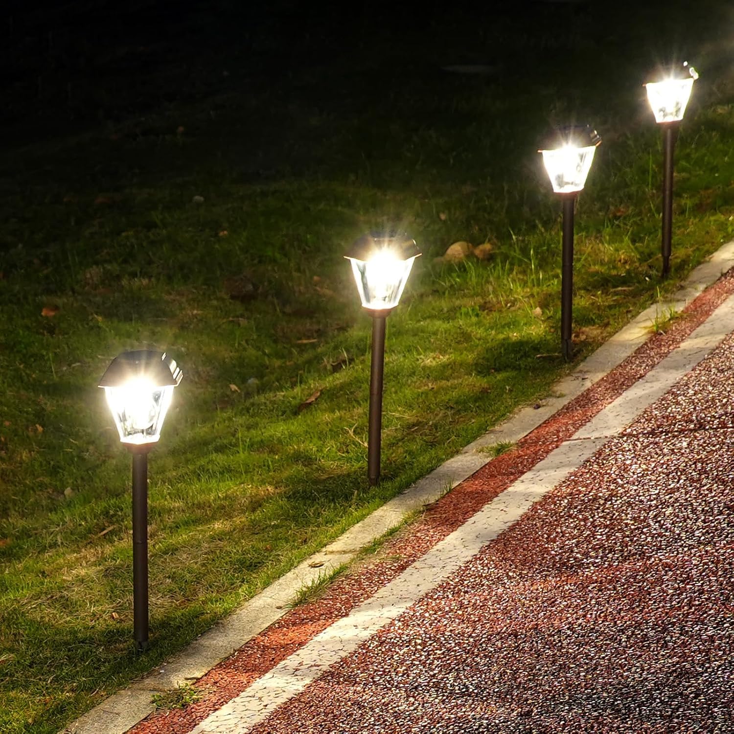 Sublume Solar Pathway Lights Outdoor 4 Pack, Solar Landscape Lights with 1000mAh Battery, IP 65 Waterproof, Auto On/Off,Warm White Solar Walkway Lights for Driveway, Yard, Garden Decor