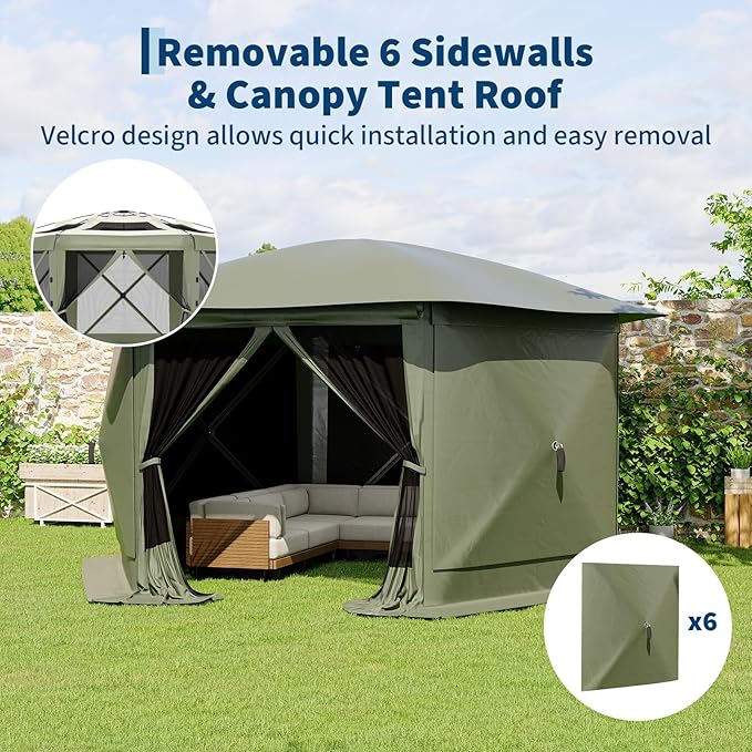 11.5x11.5FT 6-Sided Pop Up Gazebo Tent，One-Push Setup Canopy Tent - Image 4