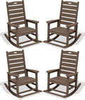 SERWALL Outdoor Rocking Chair Set of 4, Oversized HDPE Patio Rocking Chair by SERWALL