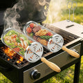 Rolling Grill Baskets, 304 Stainless Steel Grill Basket BBQ Tools | Grill Vegetable, Removable Handle, Heat Resistant, Dishwasher Safe, Nesting Storage, Outdoor Camping, BBQ Gifts for Men Dad