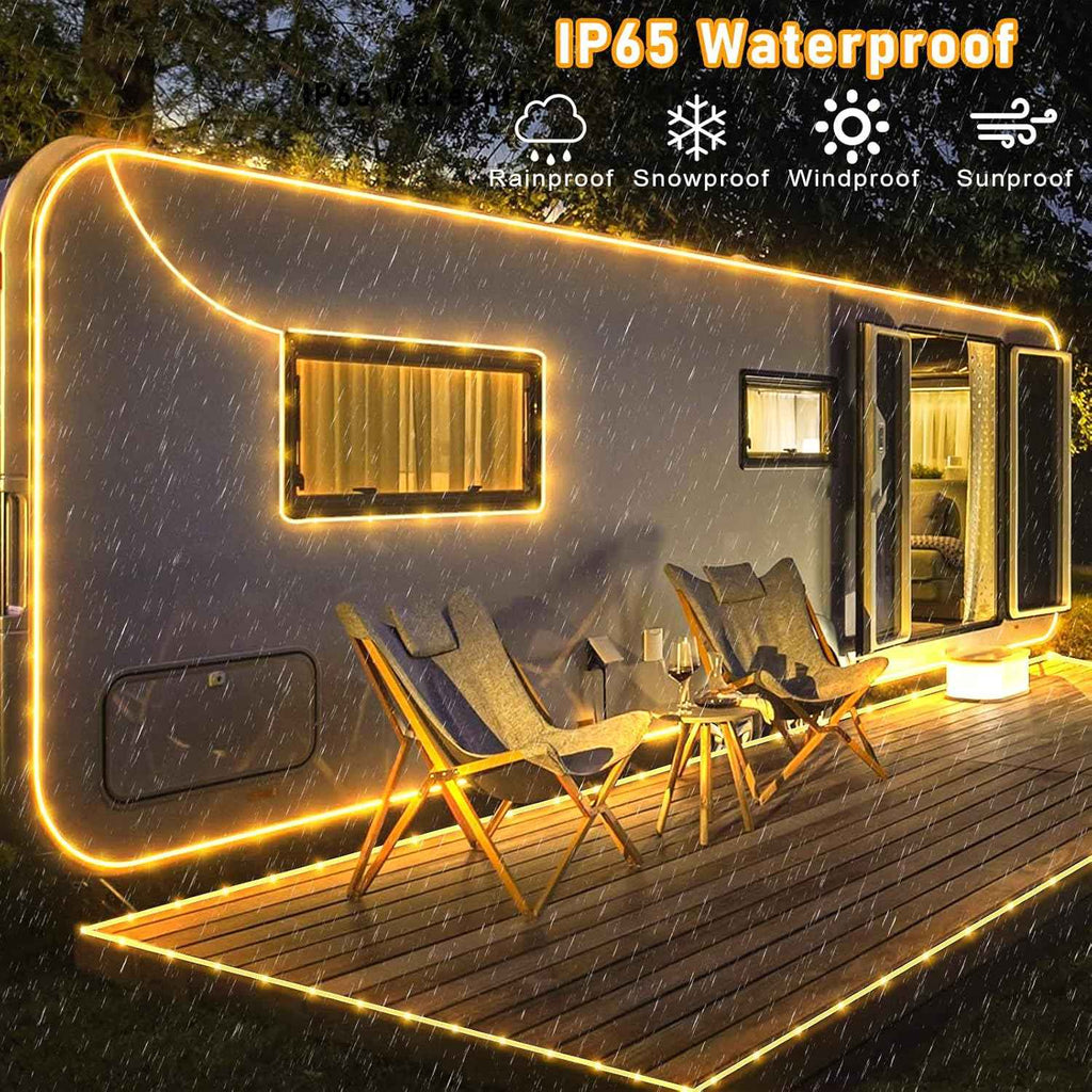 66FT 200 LED Rope Lights for Outside, Warm White Rope Lights Indoor | Connectable Flexible Plug in Outdoor String Lights for House Bedroom Patio Pool Landscape Camping Party Decorations