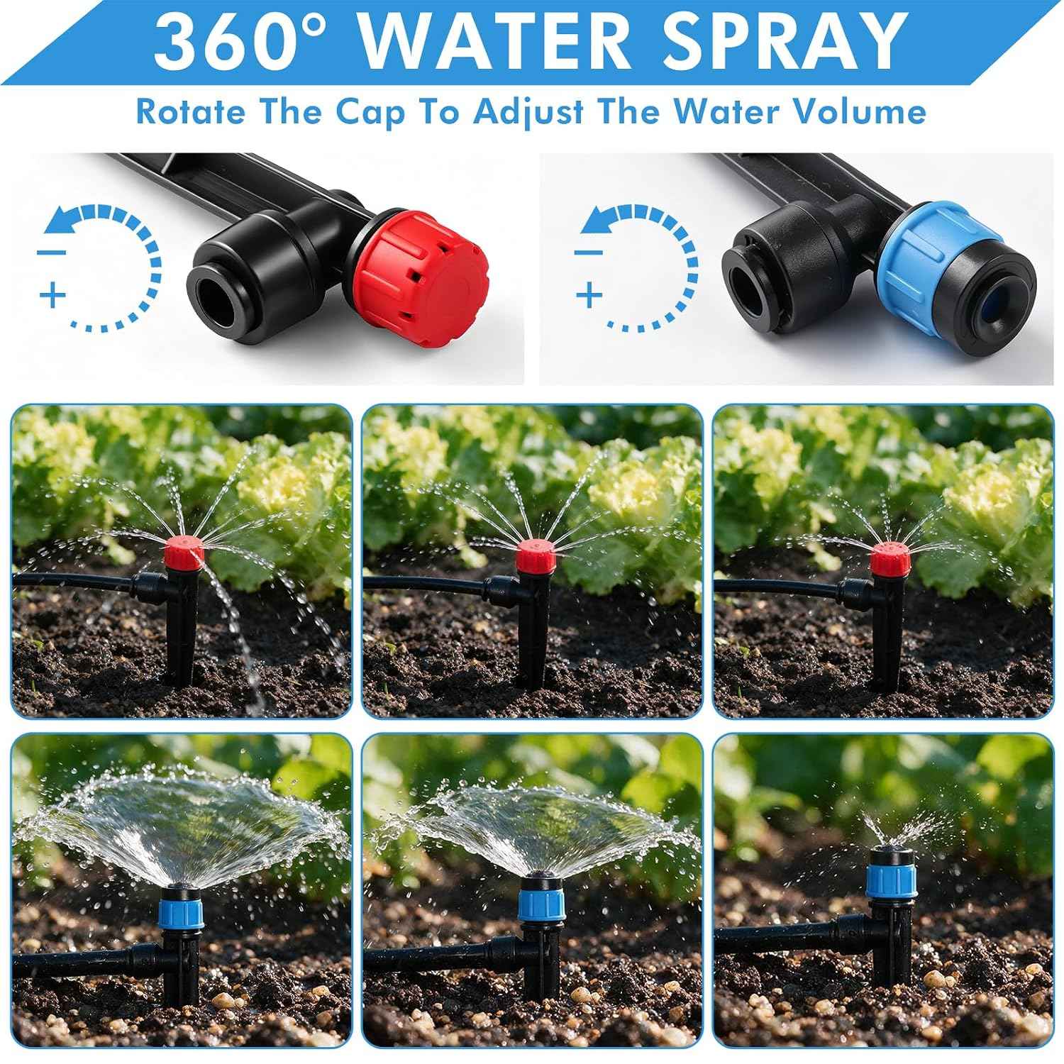 Drip Irrigation System, 106FT Quick Connect Garden Watering | Automatic watering with leak-free push-fit connectors, adjustable drip emitters for gardens, raised beds, greenhouses & lawns