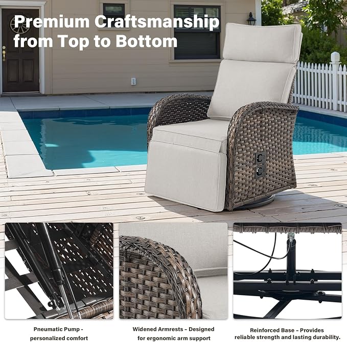 Belord Dual-Adjust Outdoor Swivel Recliner Chair – Reclining Patio Chair - Image 6