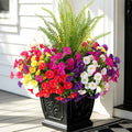 Artificial Flowers Fake Plants for Outdoors Decoration, 12 Bundles Silk Morning Glory with Boston Fern Realistic UV Resistant Faux Flowers for Outside Planter Yard Patio Garden Home Indoor Urn