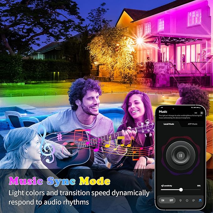 KSIPZE 50ft Outdoor led Strip Lights Waterproof IP68, RGB Outdoor led Lights - Image 3
