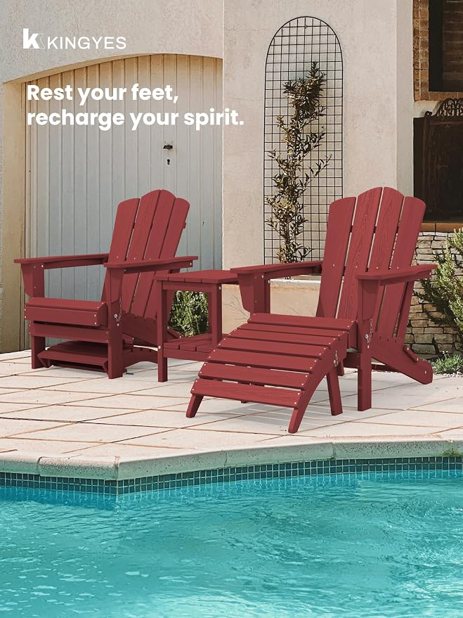 KINGYES Folding Adirondack Ottomans Set of 4 - Image 5