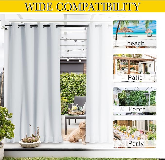 NICETOWN 2 Panels Greyish White Privacy Outdoor Curtains - Image 8