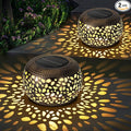 Solar Lanterns Waterproof Outdoor Decor: 2 Pack Hollow Out Retro Metal Solar by NFEVER