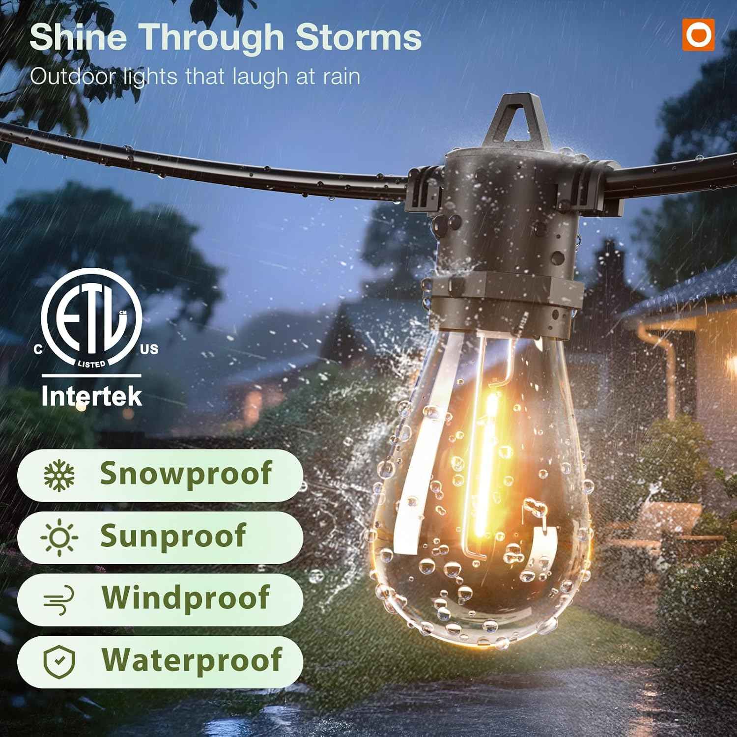 addlon 100FT Outdoor String Lights LED with Remote Dimmable Waterproof | Timer & 3 Lighting Modes, Shatterproof Edison Bulbs, Connectable Hanging Strand for Patio Outside Backyard Porch Party Décor