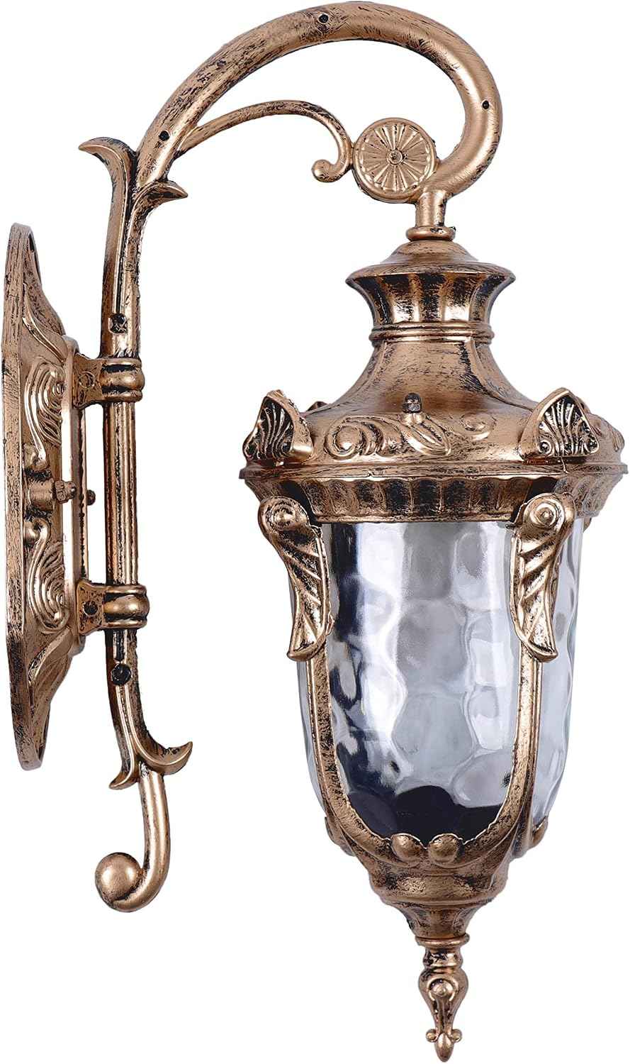 Vintage Outdoor Wall Sconce, Outdoor Wall Light Fixtures, Waterproof Porch Light with E26 Socket, Wall Mount Barn Light with Hammered Glass Shade for Front Doors, Sheds, Hallways, Terraces (Bronze)