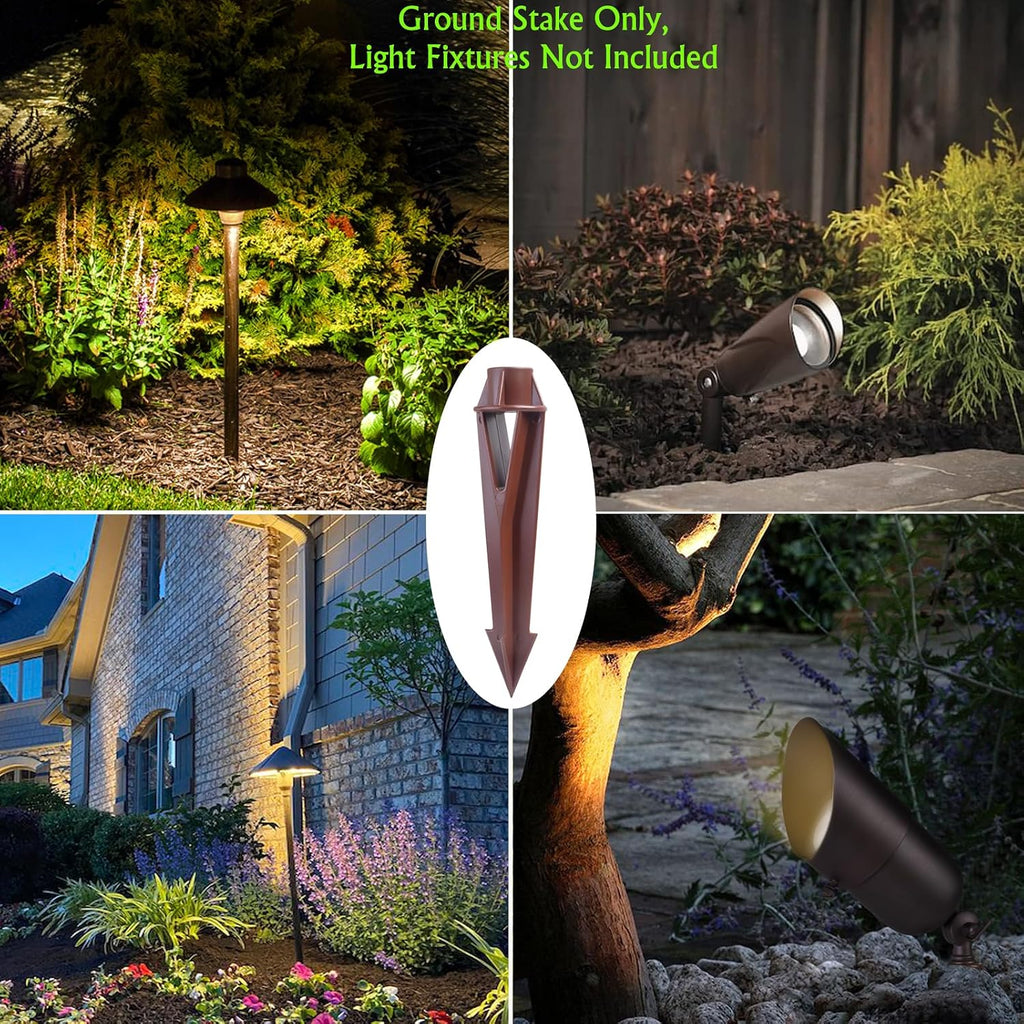 Ground Spike Stake Replacement for Low Voltage Landscape Lighting Spot Path Flood Lights with 1/2-14 NPT Thread, High-Impact ABS Construction