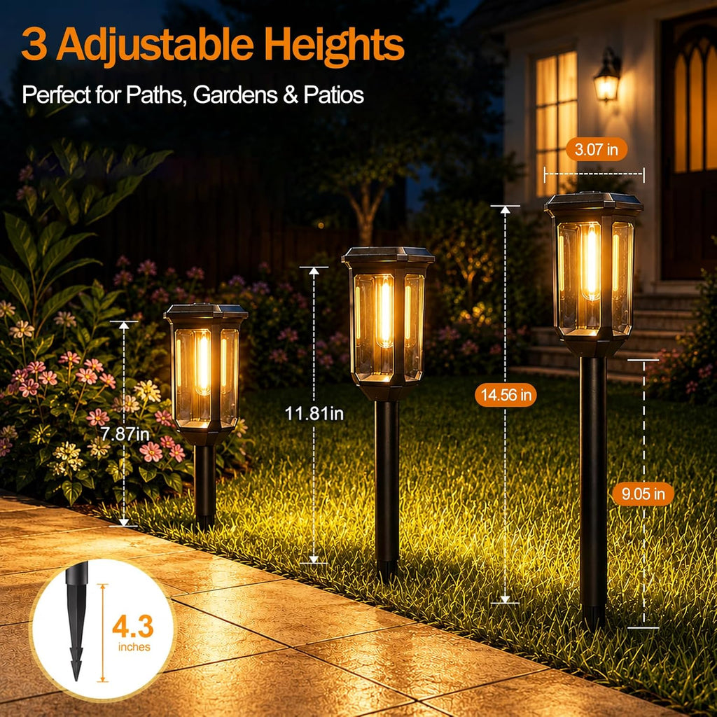 Tenmiro Solar Pathway Lights Outdoor 8 Pack, Bright Solar Garden Lights | IP65 Waterproof Shatterproof, Auto On/Off Landscape Lighting for Yard Lawn Patio Walkway Driveway Decor 3000K