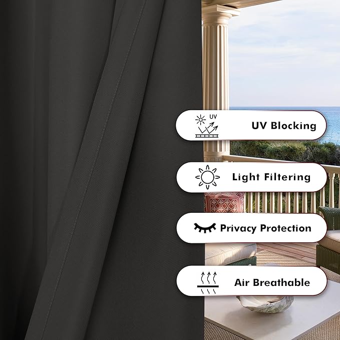 BONZER Outdoor Curtains for Patio Waterproof Thick Privacy Grommet Light - Image 4