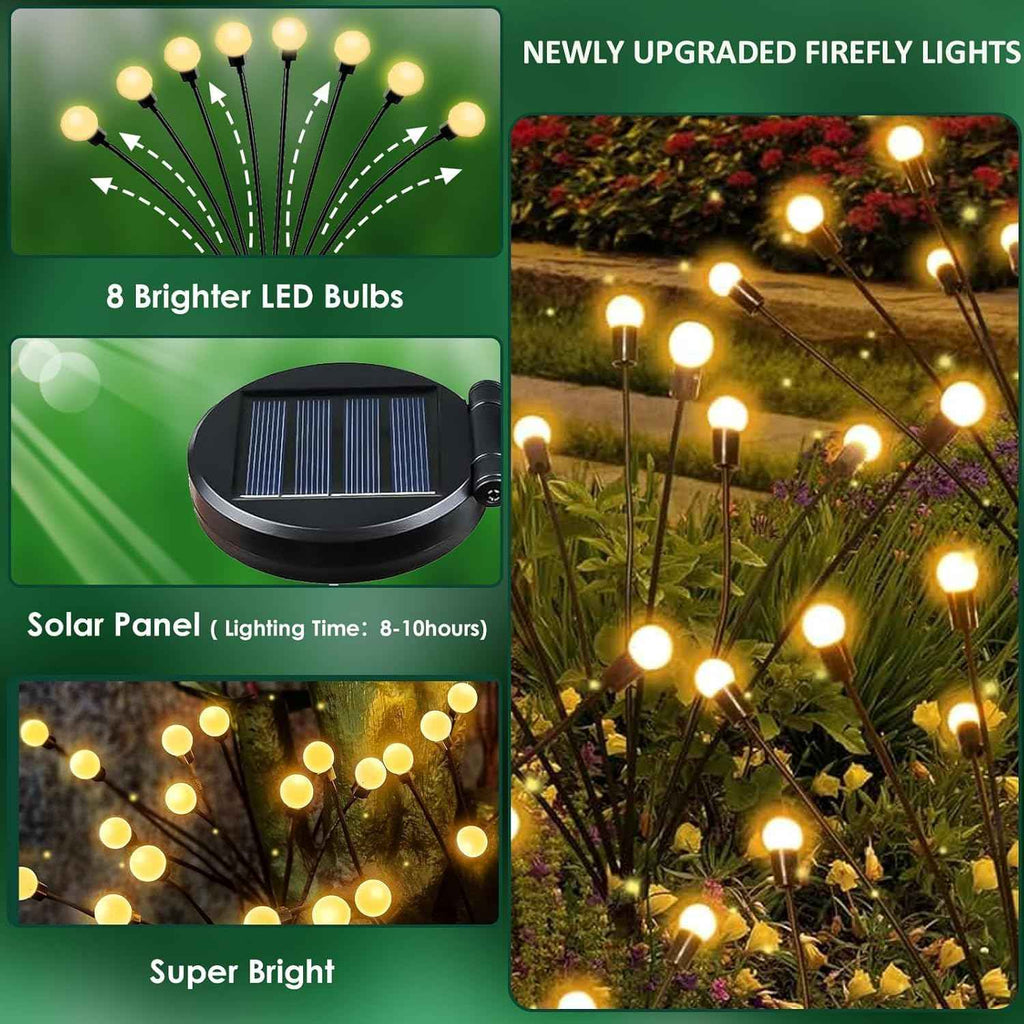 6 Pack Solar Garden Lights Outdoor Waterproof Firefly Lights Warm White | 2 Lighting Mode, Auto On/Off, Sway with Wind, Waterproof Solar lights Outdoor for Garden Yard Pathway Landscape Decorations