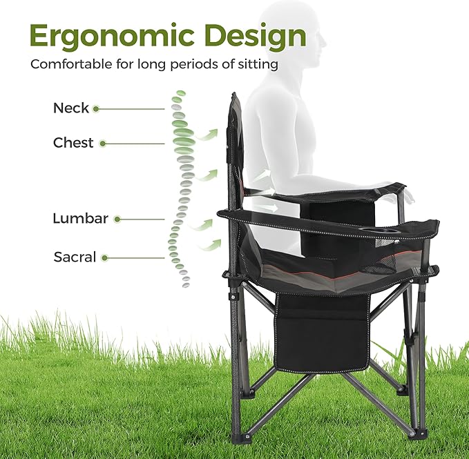 ALPHA CAMP Heavy Duty Camping Chair 500LBS Capacity, Oversized Folding Chair - Image 3