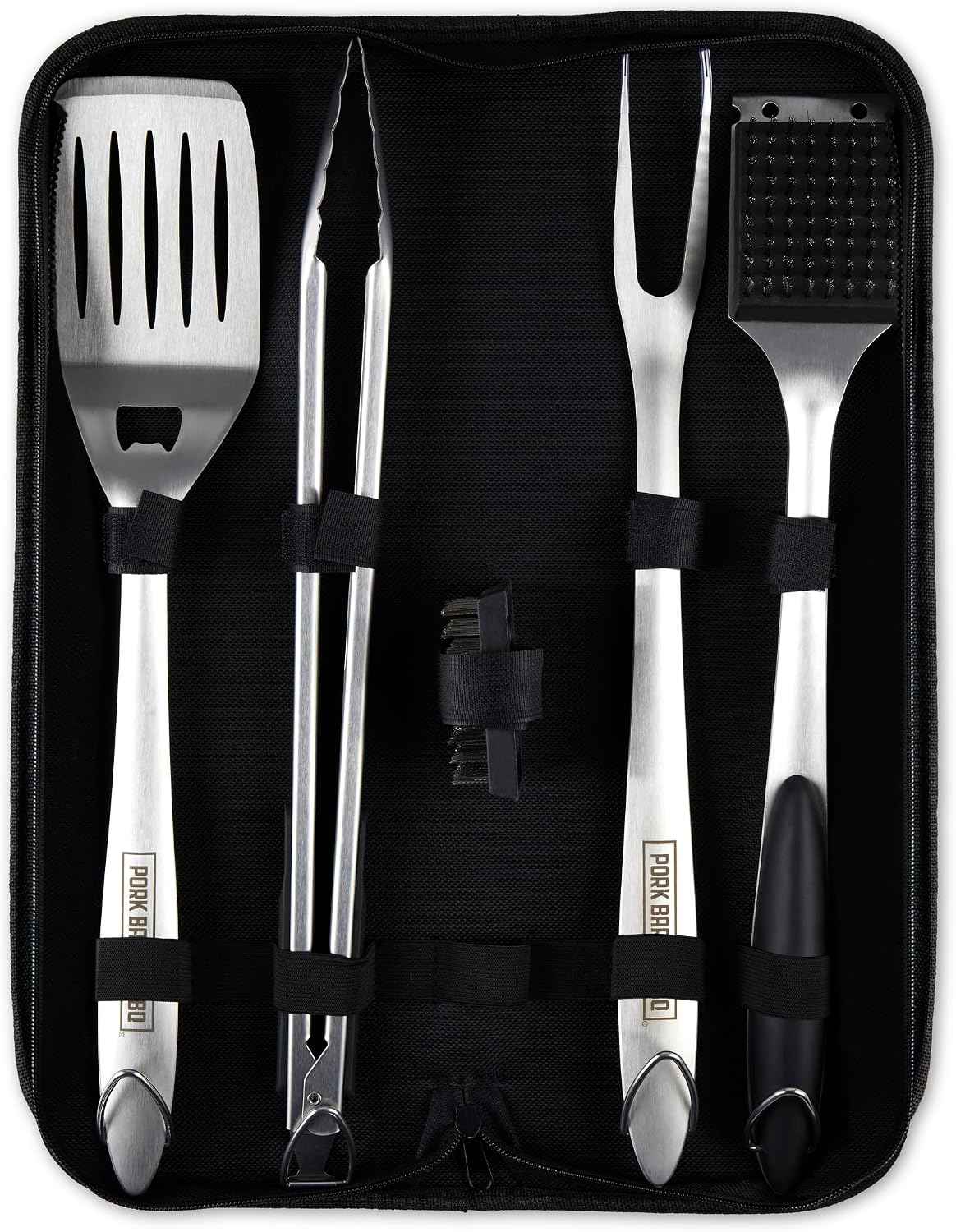 Pork Barrel BBQ Tool Set Grill Kit - Premium Stainless Steel BBQ Grill Accessories, Grilling Tools & BBQ Accessories for Outdoor Grill - Perfect BBQ Tools and Grilling Gifts for Men