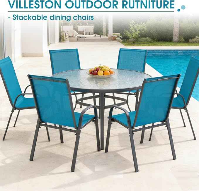 Outdoor Stackable Chairs Set of 6, Stacking Patio Chairs