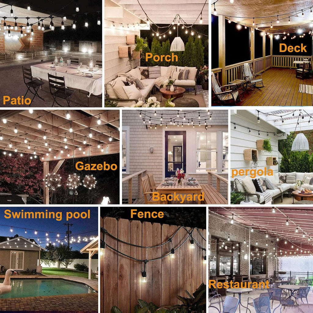 200FT String Lights for Outside LED Patio Lights Outdoor Waterproof | 63 Shatterproof Led Edison Lights,2200K Warm White Bistro Lights,Outdoor String Lights for Backyard Patio Gazebo Pergola Café