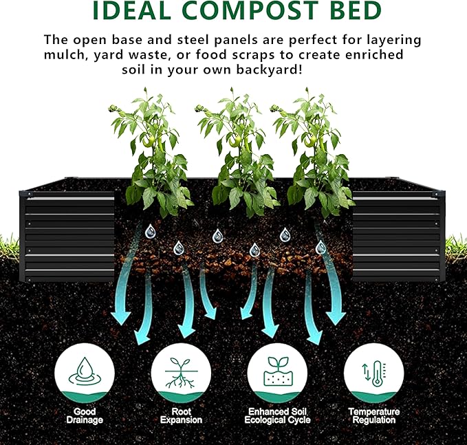 12x2x1.5FT Galvanized Raised Garden Bed, Vegetable Boxes-Rectangle Metal Flower - Image 3