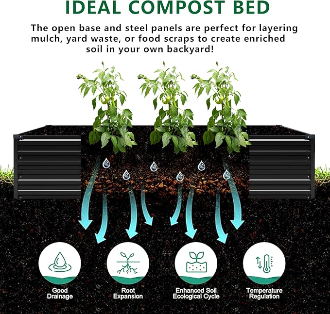 12x4x1.5FT Galvanized Raised Garden Bed, Vegetable Boxes-Rectangle Metal Flower - Image 3