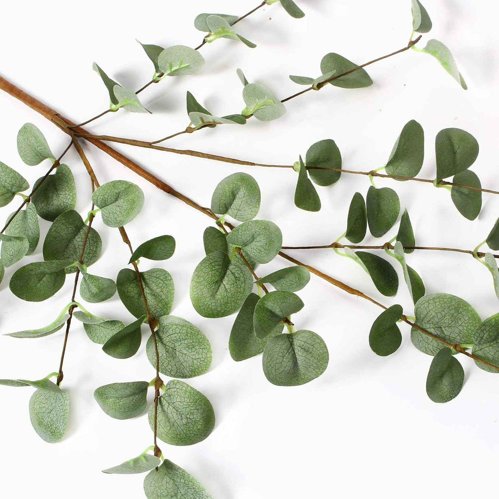 6 Pcs 27" Eucalyptus Stems Greenery Stems Eucalyptus Leaf Spray in Green Silk Plastic Plants Floral Artificial Plants for Home Party Wedding Decoration