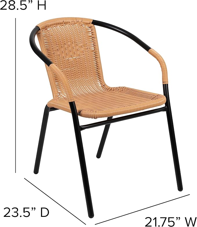EMMA + OLIVER Set of 2 Modern Rattan Indoor/Outdoor Stack Chairs, Stacking - Image 2