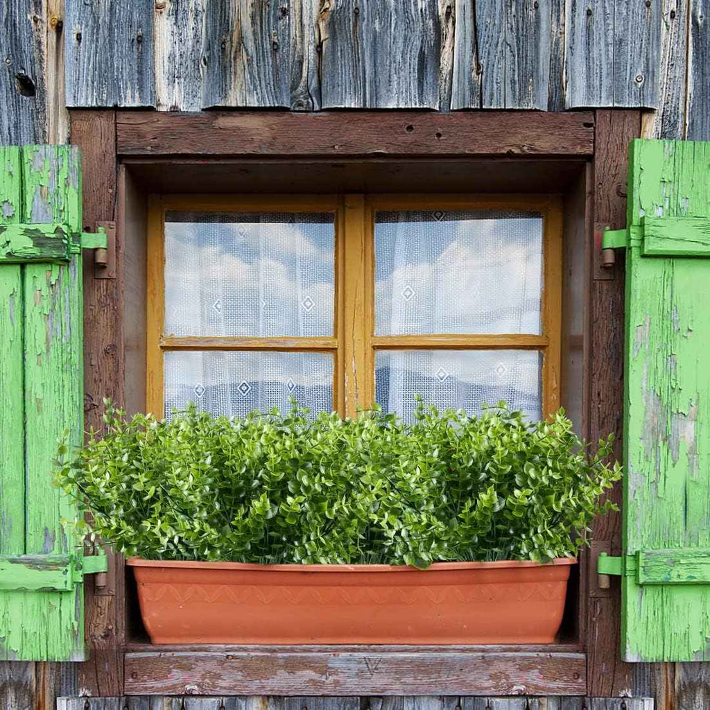 12 Bundles Artificial Eucalyptus Plant Fake Boxwood Shrubs UV Resistant No Fade Faux Greenery for Home Garden Hanging Planter Indoor Porch Patio Office Wedding Decoration(Green)