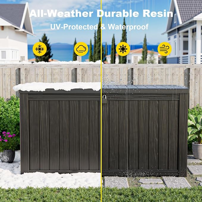 180 Gallon Resin Deck Box, Lockable Weatherproof Outdoor Storage Box - Image 7