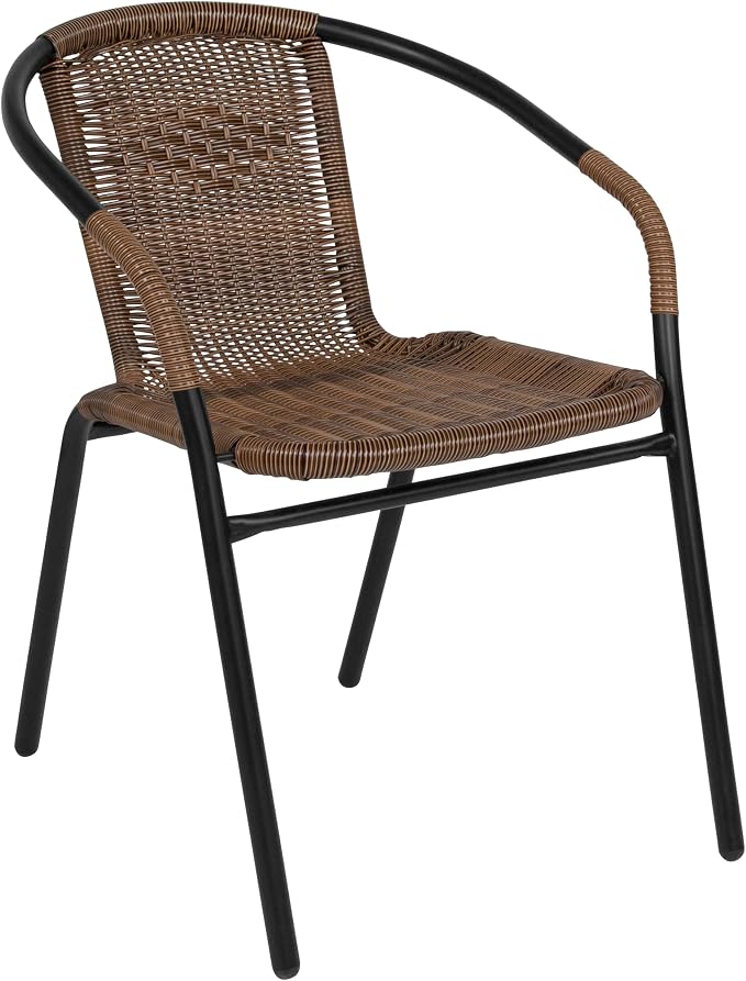 Flash Furniture Lila Medium Brown Rattan Indoor-Outdoor Restaurant Stack Chair by FlashFurniture