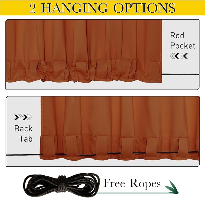 NICETOWN 2 Panels Weighted Blackout Outdoor Curtains - Image 2