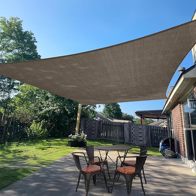 SUNLAX Sun Shade Sail 11' x 17' Brown Rectangle Canopy Sail Shade Cover UV by SUNLAX