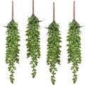 Meiliy 4pcs Artificial Succulent Plants Hanging Succulent Plants Faux Succulents Unpotted Branch String of Pearls Plant for Home Kitchen Office Wedding Garden Craft Art Indoor Decor | Soft rubber faux hanging succulents with natural tones and gentle dr...