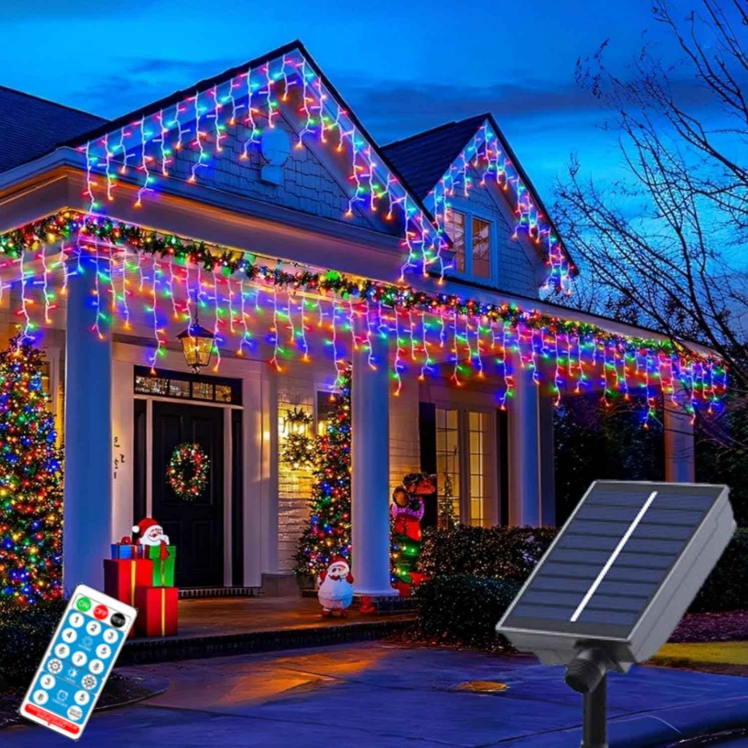 Neoclassy Upgraded Solar Christmas Lights,304LED Outdoor Christmas Decorations 8 Modes Waterproof Solar Halloween Thanksgiving Lights for Patio Yard Wedding Party House Xmas Tree Roof Decorations