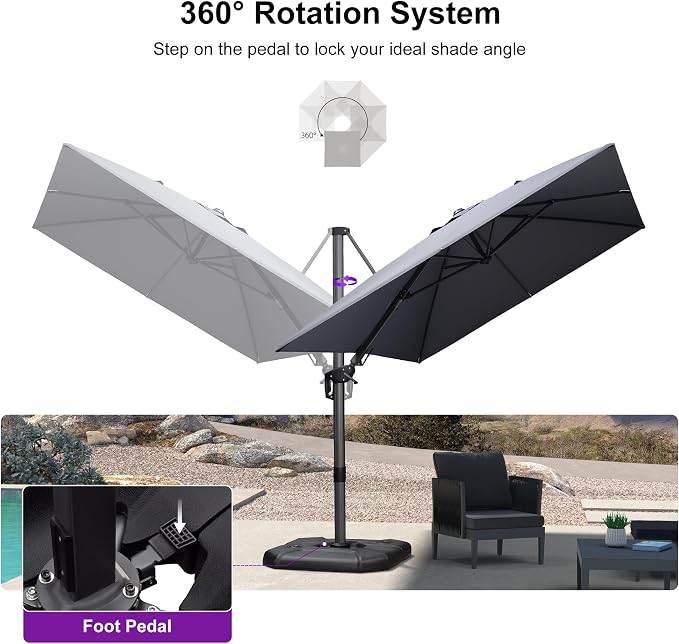 PURPLE LEAF 8.2' X 11.5' Tilting Patio Umbrella - Image 7