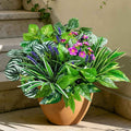 12 Pcs Artificial Plants for Outdoors Faux Greenery Leaves UV Resistant Realistic Plastic Large Bunches Shrubs Bushes with Flowers, Fake Plants Decor Outdoor for Front Porch Door Patio Garden Yard
