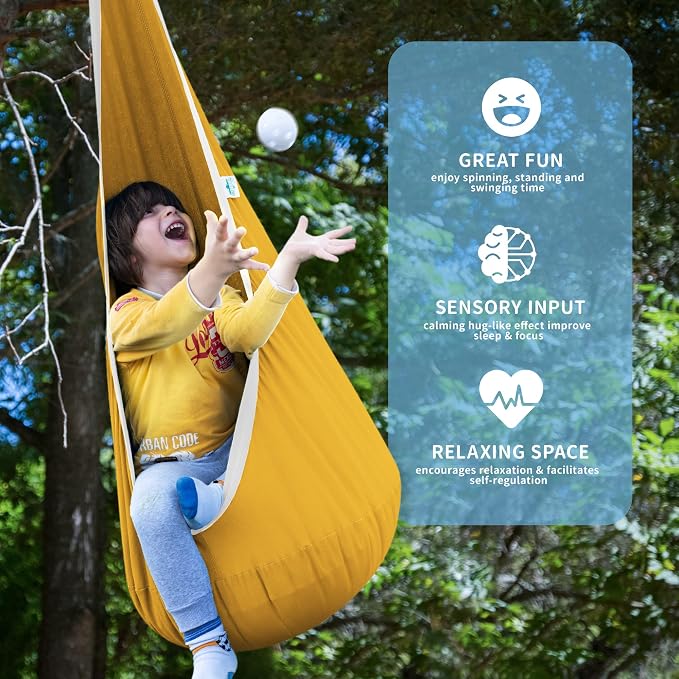 OUTREE Kids Pod Swing Seat, Cotton Child Hammock Swing Chair, Sensory Swing - Image 4