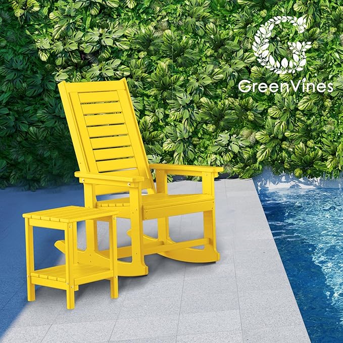 GREENVINES Outdoor Rocking Chairs | Set of 2 | Porch Rocker | HDPE Plastic | - Image 6