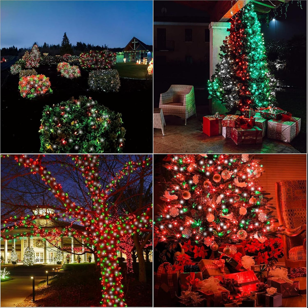 LAMPHOME 33ft Christmas Decorative Mini Lights, 100 LED Green Wire Fairy Starry String Lights Plug in, 16 Lighting Modes for Outdoor Xmas Tree Wedding Party Decoration (Red/Green/White)